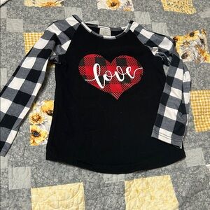 Plaid Heart Love Kids Raglan Shirt